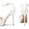 imageDREAM PAIRS Womens Stiletto High Heels Platform Ankle Strap Square Open Toe Dress Sexy SandalsWhitesatin