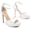 imageDREAM PAIRS Womens Stiletto High Heels Platform Ankle Strap Square Open Toe Dress Sexy SandalsWhitesatin