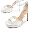imageDREAM PAIRS Womens Stiletto High Heels Platform Ankle Strap Square Open Toe Dress Sexy SandalsWhitesatin
