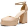 imageDREAM PAIRS Womens Chunky Platform High Heels Closed Toe Block Ankle Strap Dress Wedding Party Pumps ShoesNudepu