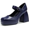 imageDREAM PAIRS Womens High Chunky Platform Closed Toe Mary Jane Block Heels Square Toe Strappy Dress Wedding Party Pumps ShoesNavypu