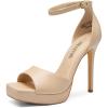 imageDREAM PAIRS Womens Stiletto High Heels Platform Ankle Strap Square Open Toe Dress Sexy SandalsNudepu
