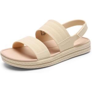 imageDREAM PAIRS Women Water Sandals Comfortable Flat Beach Platform Dressy Summer Walking ShoesBeige