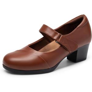 imageDREAM PAIRS Womens Chunky Low Block Closed Toe Heels Mary Janes Pumps Comfortable Round Toe Dress Work Wedding ShoesTanpu