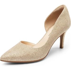 imageDREAM PAIRS Womens Dress High Heels Pumps Closed Pointed Toe Stiletto DOrsay Shoes for Wedding PartyGoldglitter