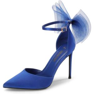 imageDREAM PAIRS Womens High Heels Strappy Closed Toe Stiletto Pointed Toe Mesh Bows Ankle Strap DOrsay Sexy Dress Wedding Party Pumps ShoesBlue