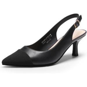 imageDREAM PAIRS Womens Kitten Heels Slingback Closed Pointed Toe Low Pumps Shoes Women Party Wedding Sexy Casual Dress ShoesAll Black