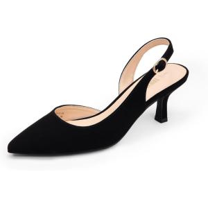 imageDREAM PAIRS Womens Kitten Heels Slingback Closed Pointed Toe Low Pumps Shoes Women Party Wedding Sexy Casual Dress ShoesBlacknubuck