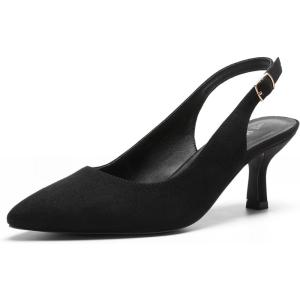 imageDREAM PAIRS Womens Kitten Heels Slingback Closed Pointed Toe Low Pumps Shoes Women Party Wedding Sexy Casual Dress ShoesBlacksuede1