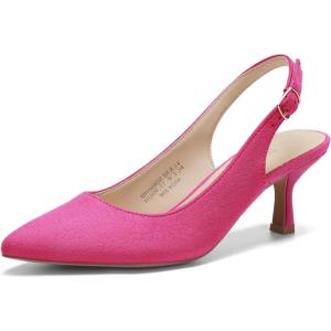 imageDREAM PAIRS Womens Kitten Heels Slingback Closed Pointed Toe Low Pumps Shoes Women Party Wedding Sexy Casual Dress ShoesHot Pink