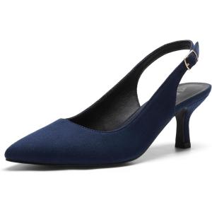 imageDREAM PAIRS Womens Kitten Heels Slingback Closed Pointed Toe Low Pumps Shoes Women Party Wedding Sexy Casual Dress ShoesNavysuede1