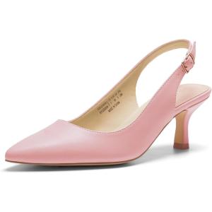 imageDREAM PAIRS Womens Kitten Heels Slingback Closed Pointed Toe Low Pumps Shoes Women Party Wedding Sexy Casual Dress ShoesPinkpu