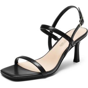 imageDREAM PAIRS Womens Slingback Heels Square Open Toe Strappy Sandals Ankle Strap High Heeled Dressy ShoesBlack