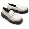 imageDREAM PAIRS Loafers for Women Platform Chunky Heel Slip On Loafers Business Office Casual Dressy Loafer ShoesWhite