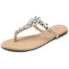 imageDREAM PAIRS Flip Flops for Women Dressy Rhinestone TStrap Thong Sandals for Summers Dress BeachNude