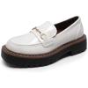 imageDREAM PAIRS Loafers for Women Platform Chunky Heel Slip On Loafers Business Office Casual Dressy Loafer ShoesWhite