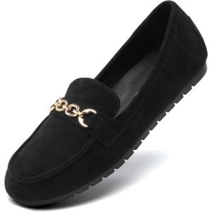 imageDREAM PAIRS Loafers for Women Casual Comfortable Slip On Flat Lightweight Leisure Work Shoe Comfort Walking ShoesBlacksuede