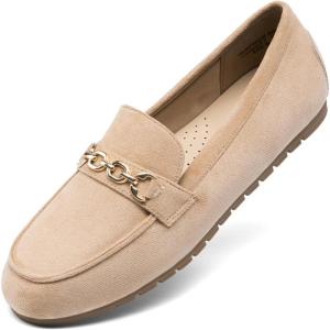 imageDREAM PAIRS Loafers for Women Casual Comfortable Slip On Flat Lightweight Leisure Work Shoe Comfort Walking ShoesCamel