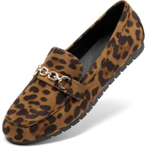imageDREAM PAIRS Loafers for Women Casual Comfortable Slip On Flat Lightweight Leisure Work Shoe Comfort Walking ShoesLeopard