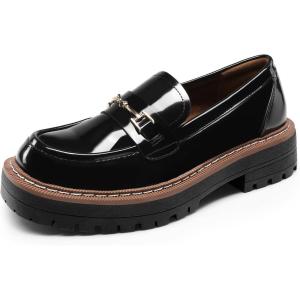 imageDREAM PAIRS Loafers for Women Platform Chunky Heel Slip On Loafers Business Office Casual Dressy Loafer ShoesBlackpatent