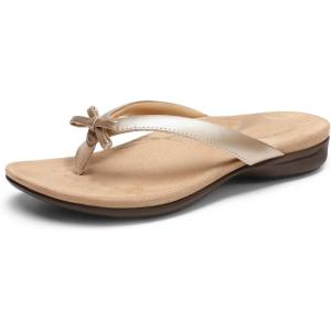 imageDREAM PAIRS Womens Arch Support Flip Flops Comfortable Dressy Orthopedic Thong Sandals Slides with Bow for Walking Summer VacationGold