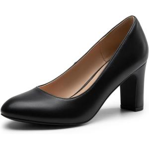 imageDREAM PAIRS Womens Block Heel Rounded Toe Pumps