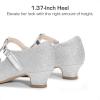 imageDREAM PAIRS Girls Dress Shoes Mary Jane Heel TStrap Party Flower Wedding Princess Pumps for Little Big KidSilver
