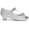 imageDREAM PAIRS Girls Dress Shoes Mary Jane Heel TStrap Party Flower Wedding Princess Pumps for Little Big KidSilver