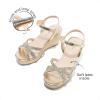 imageDREAM PAIRS Girls Wedge Sandals Flatform Open Toe Summer Platform Sandals Flower Wedding Party for Little KidBig KidAll Gold