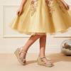 imageDREAM PAIRS Girls Wedge Sandals Flatform Open Toe Summer Platform Sandals Flower Wedding Party for Little KidBig KidAll Gold