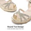 imageDREAM PAIRS Girls Wedge Sandals Flatform Open Toe Summer Platform Sandals Flower Wedding Party for Little KidBig KidAll Gold