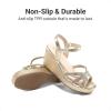 imageDREAM PAIRS Girls Wedge Sandals Flatform Open Toe Summer Platform Sandals Flower Wedding Party for Little KidBig KidAll Gold