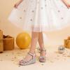 imageDREAM PAIRS Girls Wedge Sandals Flatform Open Toe Summer Platform Sandals Flower Wedding Party for Little KidBig KidAll Silver