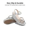 imageDREAM PAIRS Girls Wedge Sandals Flatform Open Toe Summer Platform Sandals Flower Wedding Party for Little KidBig KidAll Silver
