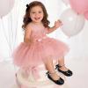 imageDREAM PAIRS Toddler Little Girls Dress Shoes Flower Girl Mary Jane Ballet Flat Shoes with Pearl Ankle Strap amp Satin Bow for WeddingPartyBlack
