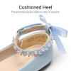 imageDREAM PAIRS Toddler Little Girls Dress Shoes Flower Girl Mary Jane Ballet Flat Shoes with Pearl Ankle Strap amp Satin Bow for WeddingPartyLight Blue