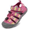 imageDREAM PAIRS Boys Girls ClosedToe Outdoor Summer Sport Sandals for ToddlerLittleBig KidFuchsiaMultiGrey