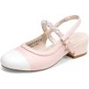 imageDREAM PAIRS Girls Dress Shoes Slingback Heels Round Toe Pump for Little Big Kids Flower Party Wedding PrincessPinkWhite