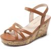 imageDREAM PAIRS Girls Wedge Sandals Flatform Open Toe Summer Platform Sandals Flower Wedding Party for Little KidBig KidAll Brown