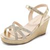 imageDREAM PAIRS Girls Wedge Sandals Flatform Open Toe Summer Platform Sandals Flower Wedding Party for Little KidBig KidAll Gold