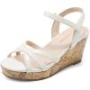 imageDREAM PAIRS Girls Wedge Sandals Flatform Open Toe Summer Platform Sandals Flower Wedding Party for Little KidBig KidAll White