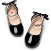 imageDREAM PAIRS Toddler Little Girls Dress Shoes Flower Girl Mary Jane Ballet Flat Shoes with Pearl Ankle Strap amp Satin Bow for WeddingPartyBlack