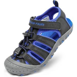 imageDREAM PAIRS Boys Girls ClosedToe Outdoor Summer Sport Sandals for ToddlerLittleBig KidBlackDark Blue