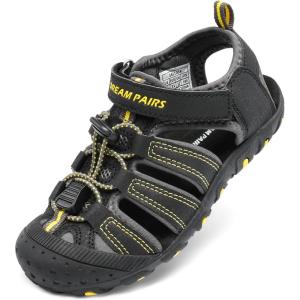 imageDREAM PAIRS Boys Girls ClosedToe Outdoor Summer Sport Sandals for ToddlerLittleBig KidBlackGreyYellow