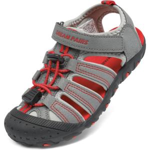 imageDREAM PAIRS Boys Girls ClosedToe Outdoor Summer Sport Sandals for ToddlerLittleBig KidGreyLightGreyRed