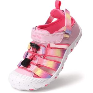 imageDREAM PAIRS Boys Girls Outdoor Athletic Sport Sandals Summer Hiking Beach Casual Closed Toe Rainbow Multicolor for ToddlerLittleBig KidsPinkRainbow