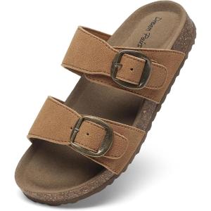imageDREAM PAIRS Girls Boys Slides For Kids NonSlip with Adjustable Straps for Indoor amp Outdoor Toddler Little KidBig KidCamel