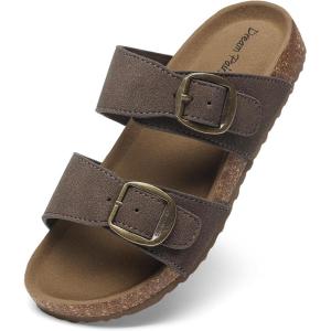 imageDREAM PAIRS Girls Boys Slides For Kids NonSlip with Adjustable Straps for Indoor amp Outdoor Toddler Little KidBig KidDark Brown