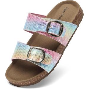 imageDREAM PAIRS Girls Boys Slides For Kids NonSlip with Adjustable Straps for Indoor amp Outdoor Toddler Little KidBig KidRainbow