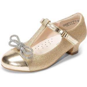 imageDREAM PAIRS Girls Dress Shoes Mary Jane Heel TStrap Party Flower Wedding Princess Pumps for Little Big KidGold